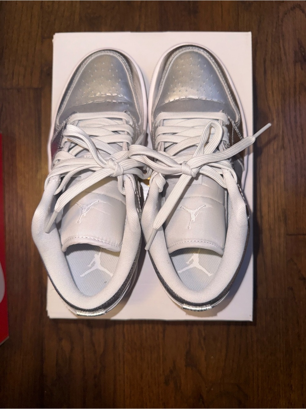 Jordan Youth Silver and White Low-Top Sneakers